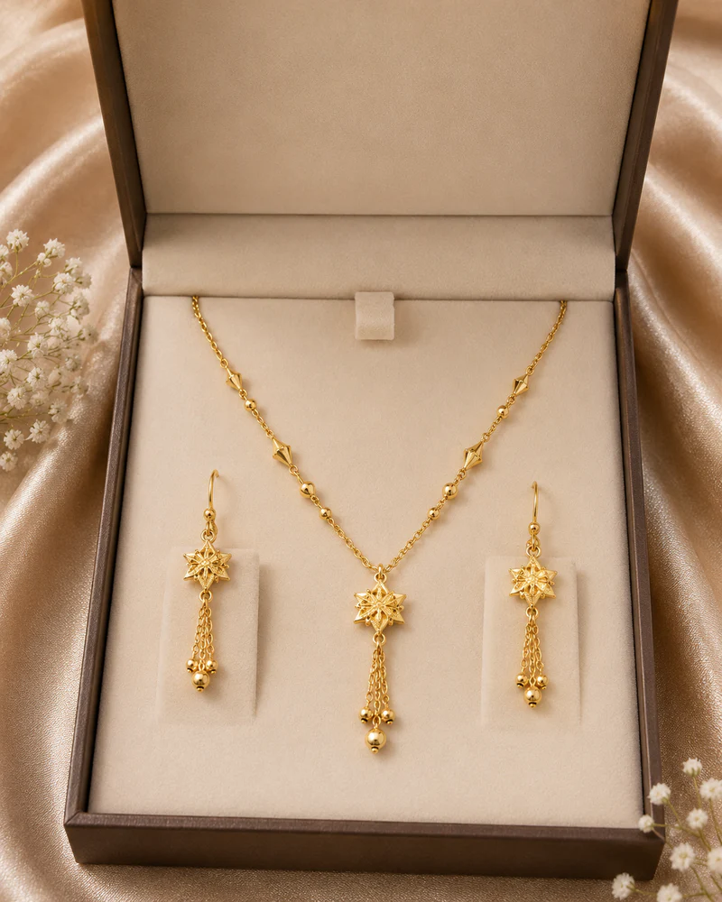 Gold Plated Necklace Set | Elegant Star Tassel