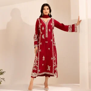 RED ROYAL EMBROIDERY 3PC