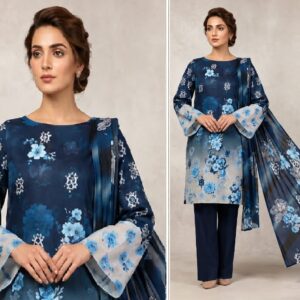 Ladies Linen Dress | Al Karam – 3 Pcs | Premium Digital Linen Collection | Summer Wear